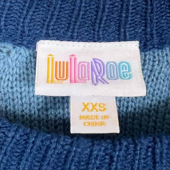 NWT Lularoe Lauren Sweater Dress Blue and Pink Stripes Size XXS - Picture 5 of 8